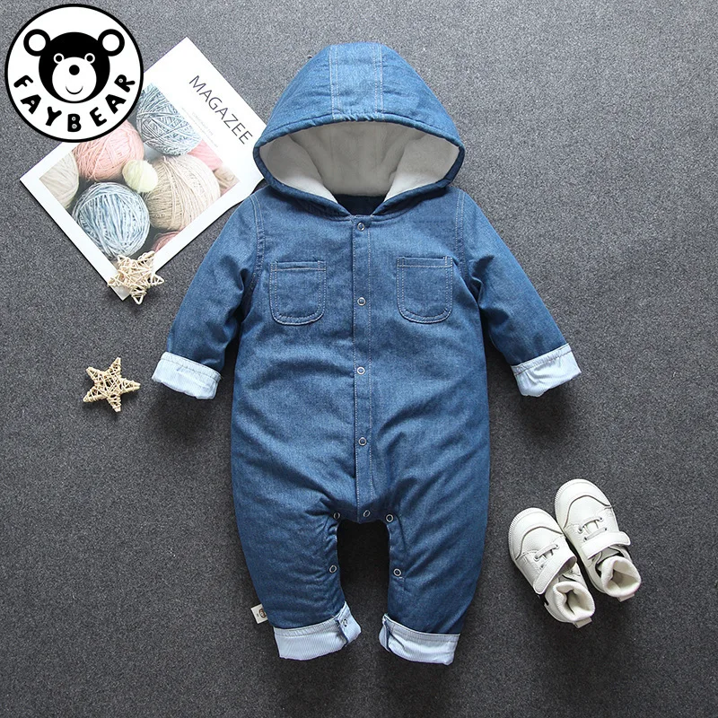 

Clothes Winter New Born Baby Costume Rompers Keep Warm Increase Thickening Winter Clothes 6-12 Individual Month Newborn Cowboy