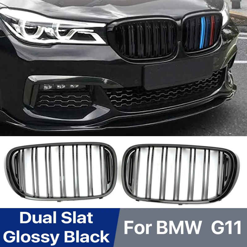 

Double Slat Gloss Black Grille Car Front Bumper Kidney Grill For BMW 7 Series G11 G12 730i 740i 750i 740e 725d 730d 2015-2019