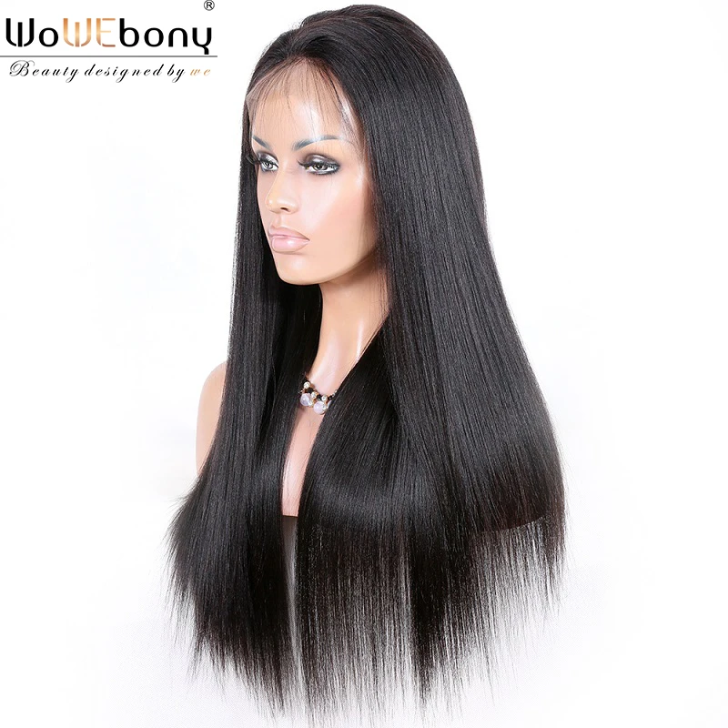 370 Кружева передние парики для прически Silky Straight, 150 180 плотность 360 кружева передние человеческие волосы парики бразильских неповреждённых " пробор предварительно вырезанные