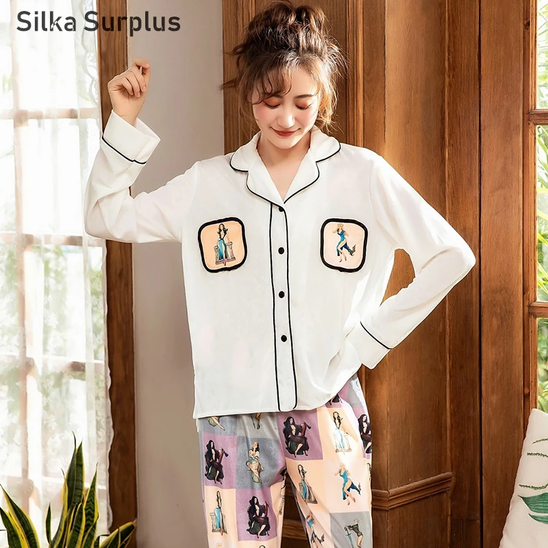 

Silka Surplus Autumn Winter 2019 Women Pyjamas Sets Warm pajamas Sleepwear Pijama Mujer NightWear long Sleeve Flannel Homecloths