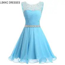 Модельные туфли ярко-синего цвета со стразами и кристаллами короткое платье для выпускного вечера Мини бисера шифон Бальные платья короткие платья для выпускного вечера