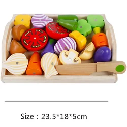 Wooden Montessori Educational Pretend Play Kitchen Set - Cutting Fruit & Vegetable Toy (F)