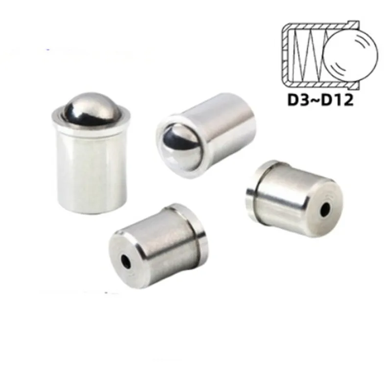 100pcs 3mm 4mm 5mm 6mm 8mm 304 Stainless Steel Ball Plunger Push Fit Ball Spring Ball Plungers