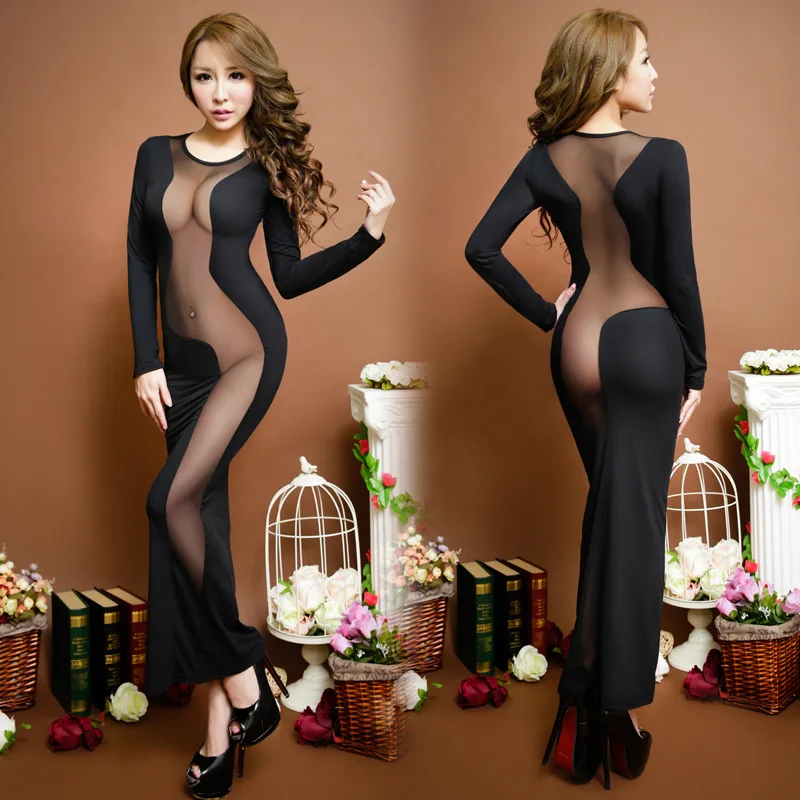 

Sexy Lingerie Black Mesh Silk Milk Soft Club Dresses Sexy Costumes Chemises Nightwear Babydolls Kimono Underwear sexy outfit