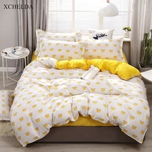 Cheap Nordic Comforter Duvet Cover Bed Sheet set Double Queen King Size Bedding Set White Crown Cotton Adult linens Home Textile