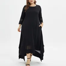 Vintage mujer Casual vestido suelto sólido manga larga Boho étnico otoño musulmán largo Maxi vestidos de talla grande Retro vestido mujer