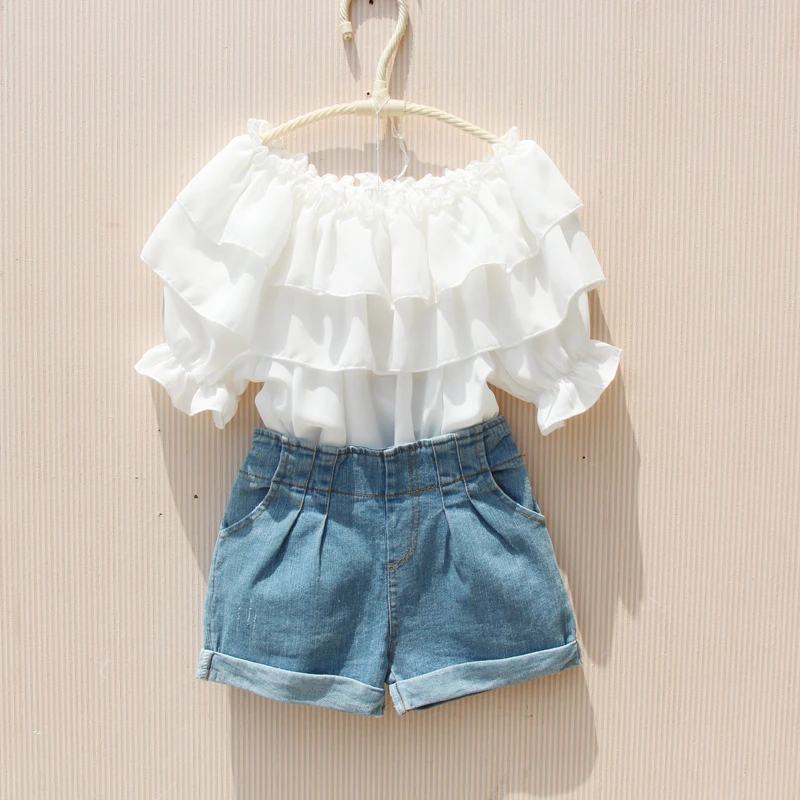 Blusa blanca de gasa volantes para niñas, Tops, camisa, para niños de 6, 8, 10 y 12 años, verano 2021|Blusas y camisas| - AliExpress