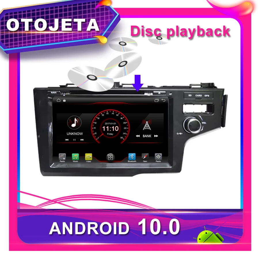 OTOJETA Автомобильный DVD Android 10,0 Автомобильный gps для HONDA FIT JAZZ RHD 8 дюймов Автомобильный Радио мультимедийная лента рекордер bluetooth навигация