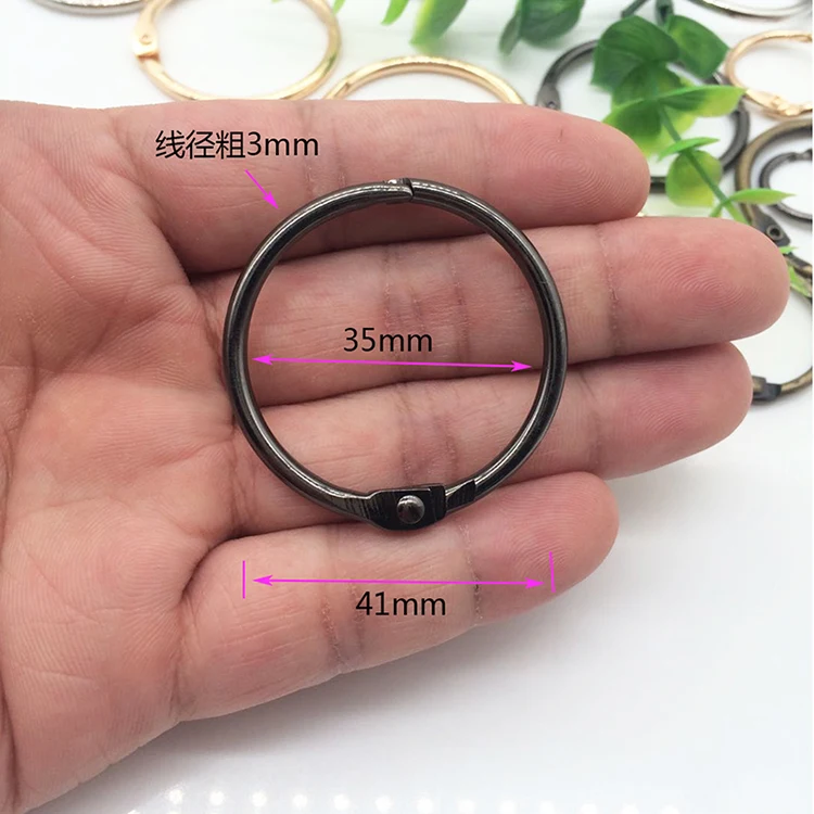 35mm light black 5 шт. металлические кольца для ноутбуков, Золотое шарнирное кольцо, Школьное свободное кольцо с листьями, кольцевые обручи для скрапбукинга, альбом, Офисная прищепка, кольцо - Цвет: 35mm light black