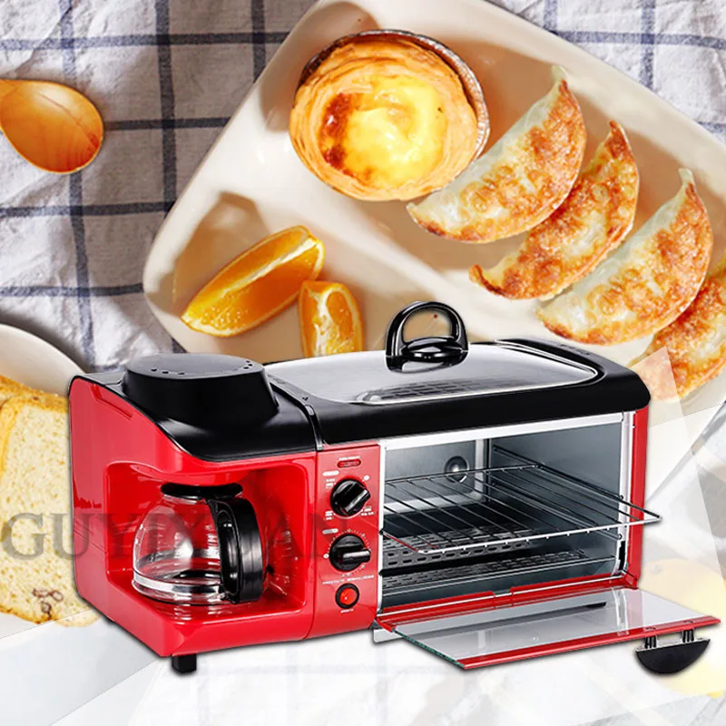 Домашняя многофункциональная печь для завтрака, машина для приготовления кофе, тостов, жареного бекона, тостер, кофемашина 1500 Вт