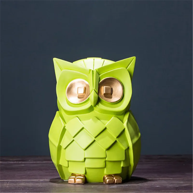  Nordic Abstraction Geometry Owl Resin Simulation Animal Statue Creative Children Bedroom Cartoon De - 4000165250013
