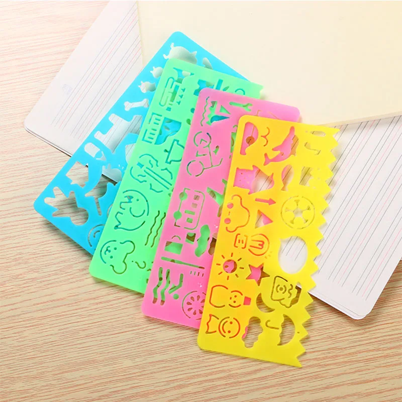 4Pcs/Set Kawaii Cartoon Drawing Ruler for Kids Gifts Multifunction Ruler Puzzle Teach Tools School Supplies Stationery 15x6CM