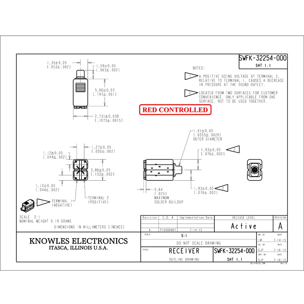 2PCS SWFK-32254 Knowles Drivers Dual Tweeter Driver Balanced Armature Driver Receiver Speaker IEM Earphone 5