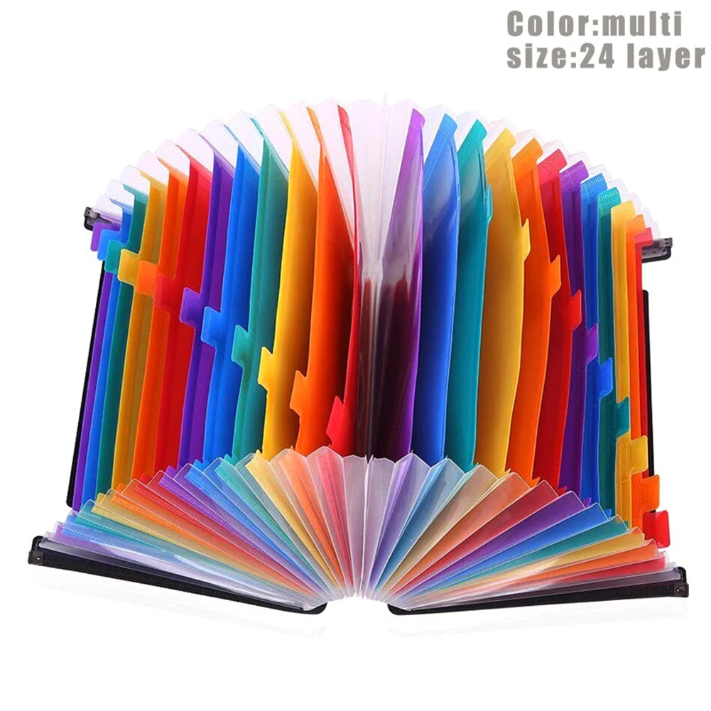 Multicolor 24layer 13/24 карманов расширяющаяся папка файлов работает аккордеон офис А4 органайзер для документов PUO88 - Цвет: Multicolor 24layer