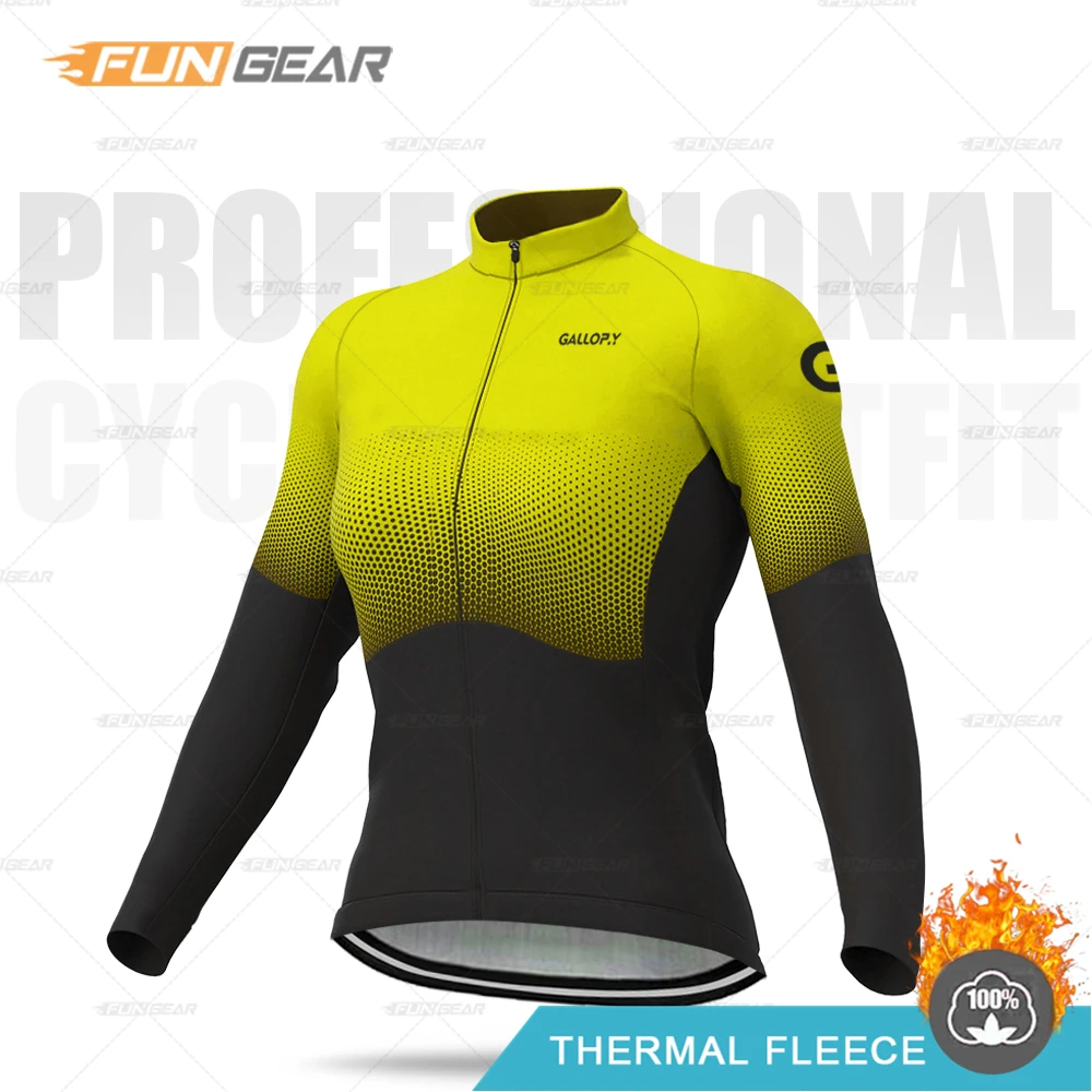 thumbnail image 1 of Jersey de ciclismo de invierno para mujer, chaqueta polar térmica, sudadera de manga larga para mujer, camisetas cálidas para montar en bicicleta, uniforme de entrenamiento para mujer, 1 of 5