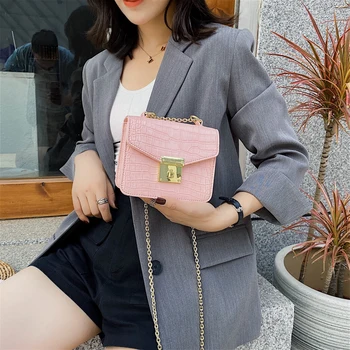 

crossbody bags for women 2020 Fashion PU leather crocodile square women's chain Shoulder Messenger Bag Luxury brand women's bag