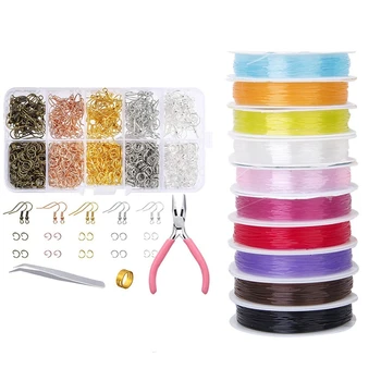 

1 set Crystal Elastic Beading Cord Thread & 1 set Earring Making Supplies Kit with Earring Hooks