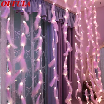 

Romantic girl feather string light curtain light led remote control copper Wedding room decoration color holidays lights IP44