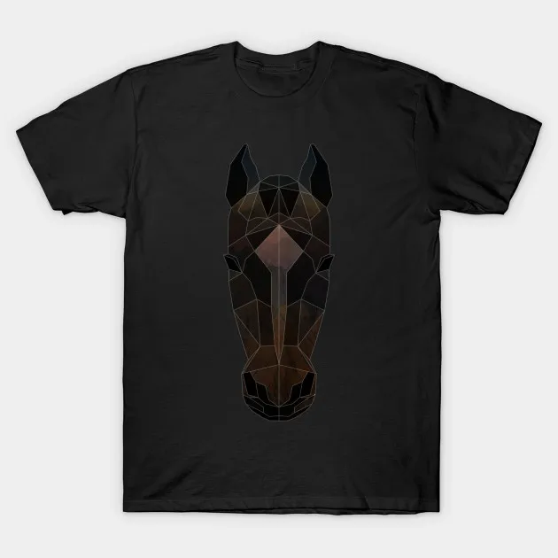 Men t-shirt Horse Low Poly Double Exposure Art tshirt Women t shirt | Мужская одежда