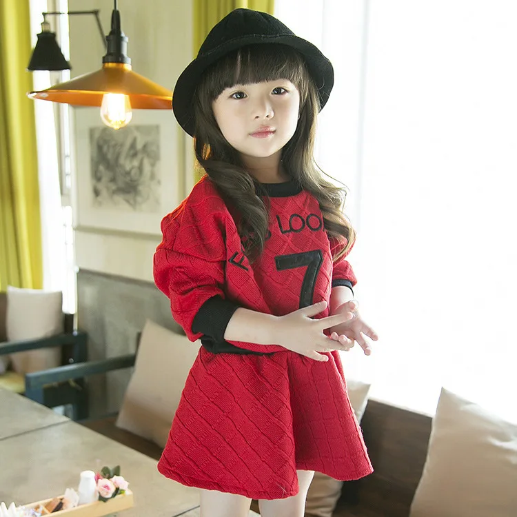 

HM & Amp; Childrenswear Korean-style 2019 Autumn New Style Girls Embroidery Lettered Dress Two-Piece Set