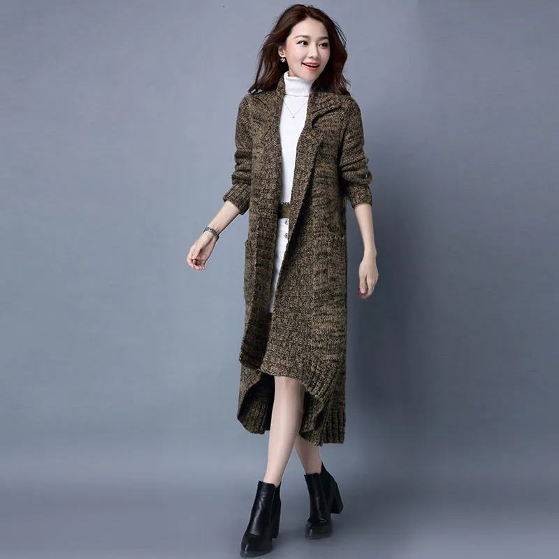 2020 Autumn Winter New Arrival Fashion Womens Casual Cardigan Knitting Coat Long Sweater Woolen Overcoat Plus Size M-4XL | Женская