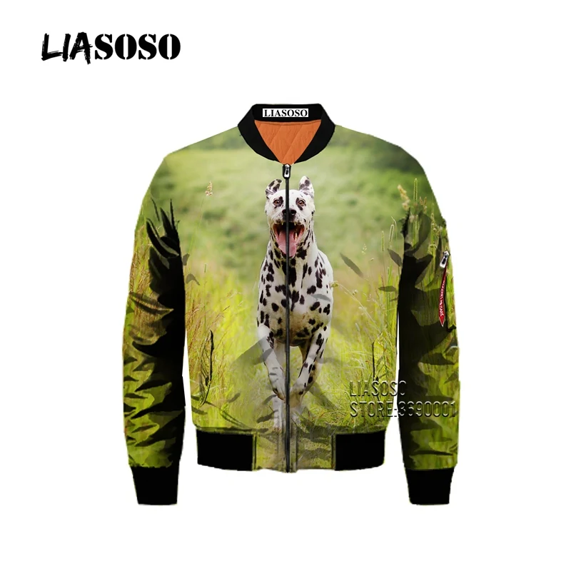 LIASOSO Funny Animal Dogs Cracked wall 3D Print Men Winter Thick Bomber Jacket Flight Jacket Coat Punk Style Retro Tops - Цвет: 11