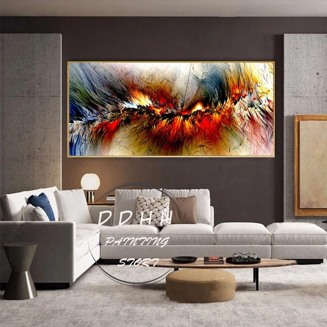 Diálogo envidia entrevista cuadros para salon lienzos cuadros decorativos abstracto abstracto de nube  amarilla y gris, lienzo irreal, sala de estar de pared para pintura  artística, impresión artística moderna, imagen de decoración - AliExpress