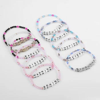 

Fashion Letter Name Charm Bracelets for Women Bohemia Coloful Crystal Beads Chain Bracelets Female Boho Handmade Jewelry 2020