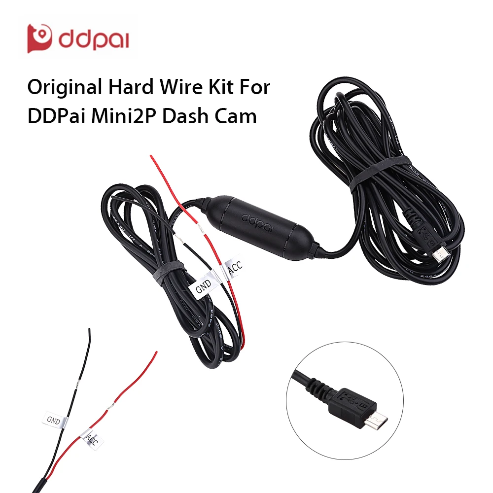

DDPAI Hard Wire Kit 3.5m DC 12V/24V to 5V in-Car Charging Cable for DDPai Mini Minipro Mini2 Mini2p DVR Dash Cam