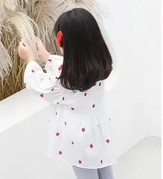 

Sweat Strawberry Print Children Blouse Doll Collar Cute Kids Girls Shirt Loose Teenager Shirt Tops Long Sleeve Toddler Clothing