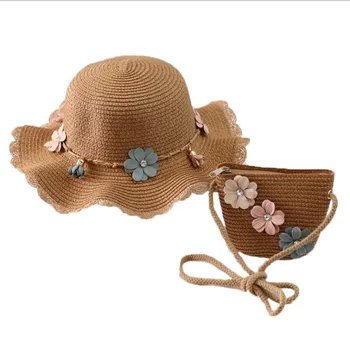 

Children Sun Hats Girl Summer New Straw Hat Bag Set Sun-proof Bucket Cap Beach Princess Baby Fisherman Caps Outdoor Travel Baby
