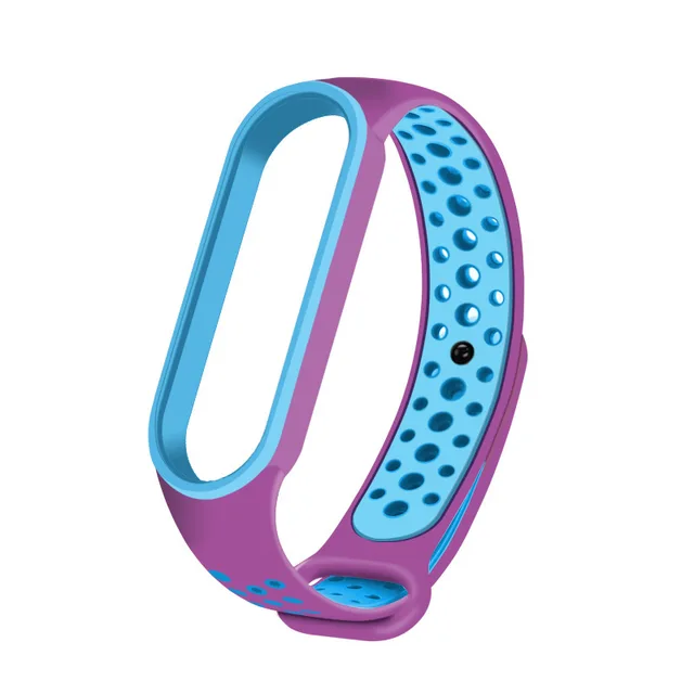 For Mi Band 6 5 4 strap sport Silicone watch wrist Bracelet miband 6 5 accessories bracelet smart strap for Xiaomi mi band 3 4 5 Purple blue 2