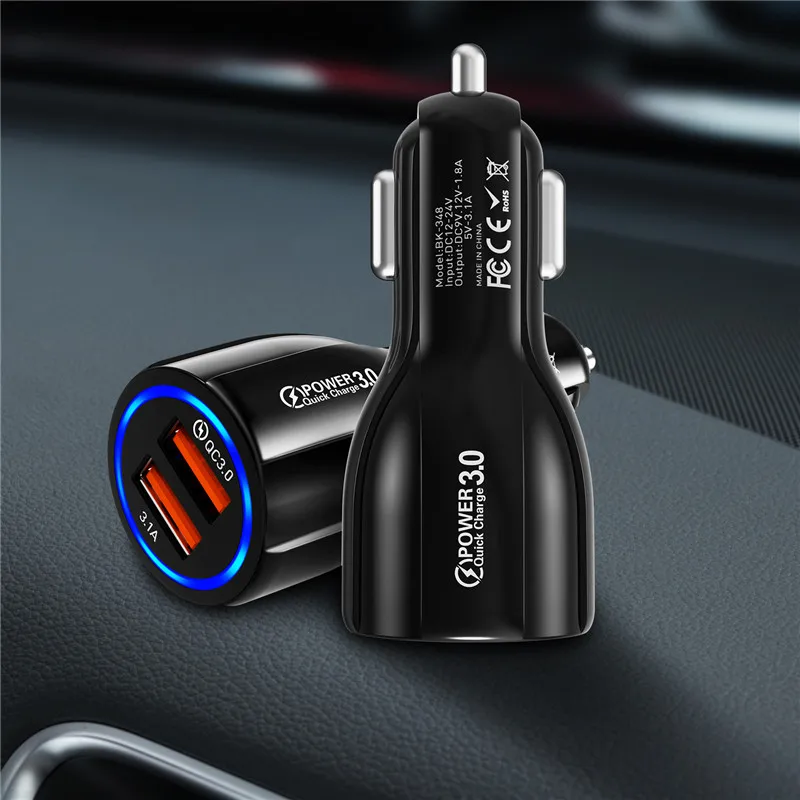 Lovebay 5 В/3.1A автомобильное зарядное устройство Быстрая зарядка для iPhone X XS Plus samsung Xiaomi Dual USB 30 Вт Быстрая Зарядка адаптер для мобильного телефона - Тип штекера: Universal Black