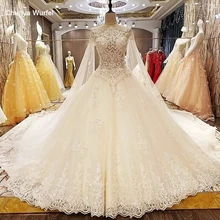 LSX63889 trajes de novias nuevos бальное платье прозрачный, с застежкой на молнии сзади кепки рукава новейшие Свадебные платья Реальные фотографии