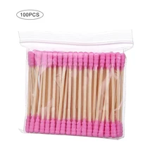 100 Pcs/Pack Pink Double Head Cotton Swab Sticks Nose Ears Cleaning Female Makeup Remover Cotton Buds Tip for Medical