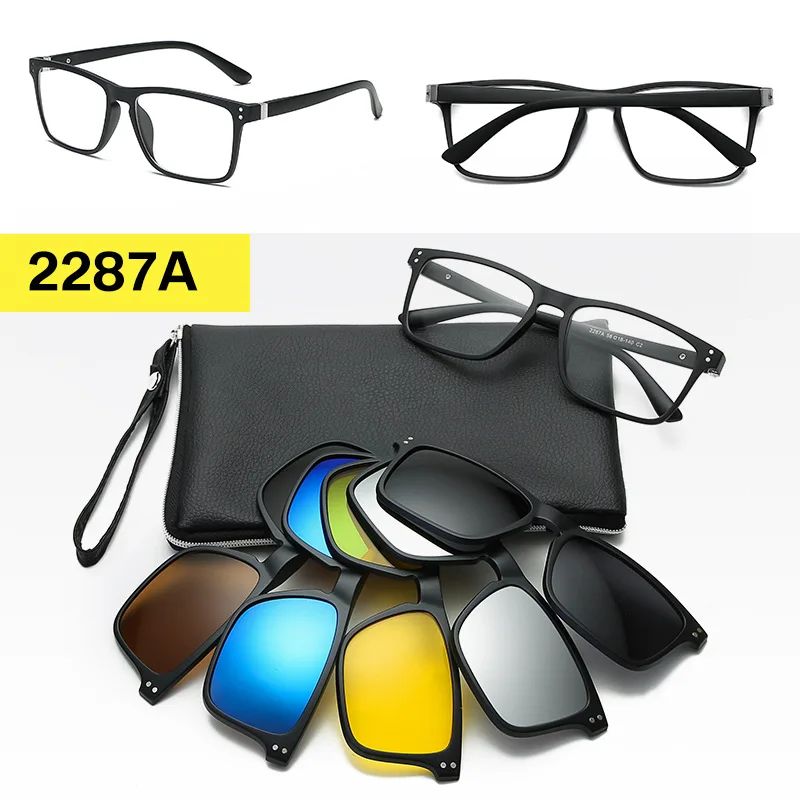 5 в 1 кв предписанные оправы очков оптическая оправа для очков на магнитной застежке на солнцезащитные очки поляризованные Ночное видение UV400 очки - Цвет оправы: 2287A