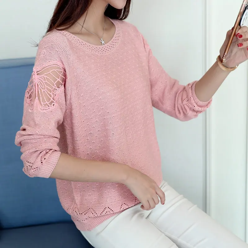 Najtaniej 2019 gorąca sprzedaż Lycra Standard pełna stałe sweter Poncho sweter kobiet jesień nowych kobiet sweter koreański długi rękaw luźna koszula