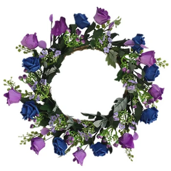 

Artificial Simulation Rose Floral Door Wall Hanging Flower Wreath for Home Wedding Party Decor