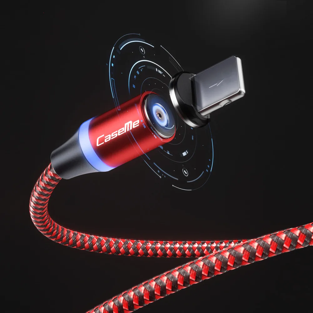 1 м нейлоновый Плетеный светодиодный индикатор Магнитный usb-кабель для быстрой зарядки кабель типа C для передачи данных Магнитный зарядный кабель микро-usb провод
