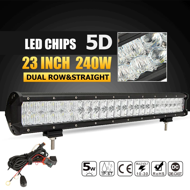 240W 23inch LED Light Bar 5D Combo Offroad Led Work Driving Lamp DC12v 24v Truck SUV 4X4 4WD Boat ATV | Автомобили и мотоциклы