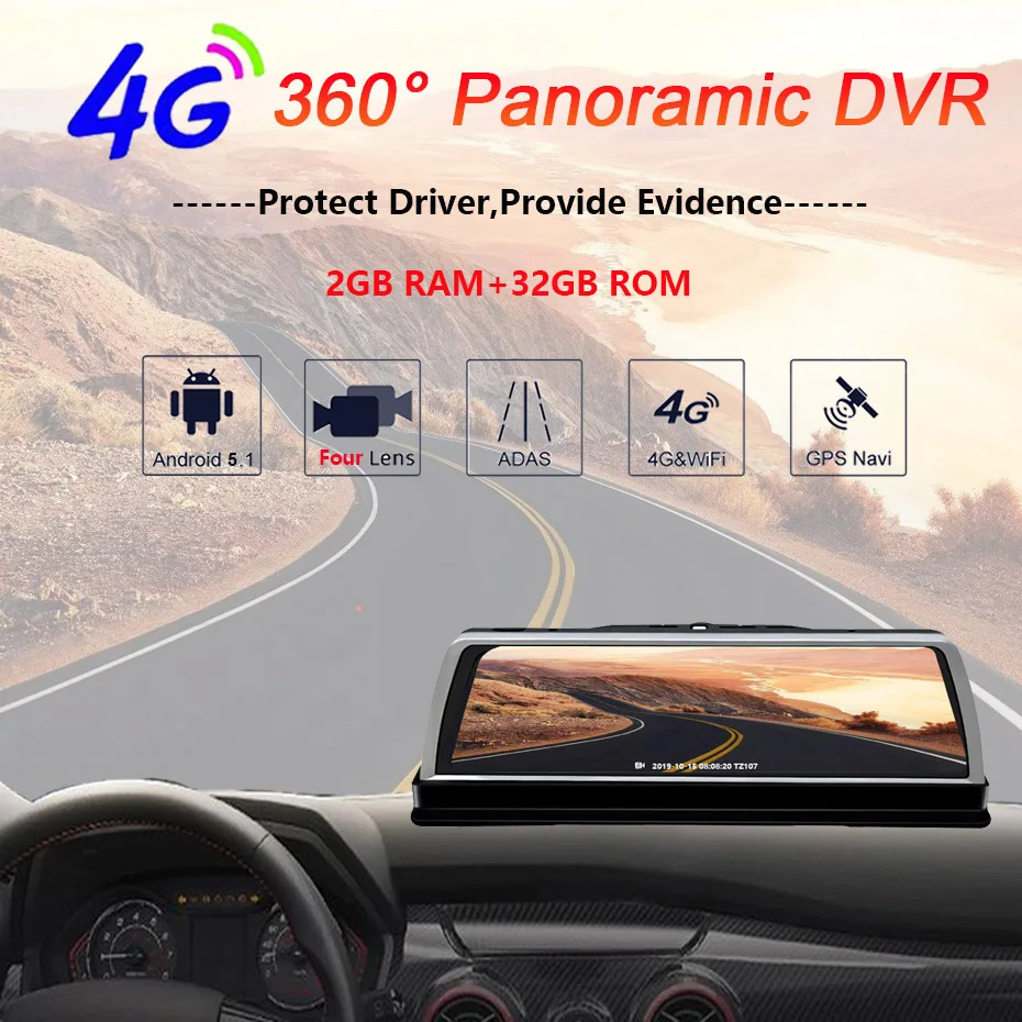WHEXUNE 1" dashboard зеркало заднего вида 4G Android dash камера 2G ram 32G rom gps Navi видео рекордер FHD 1080P ADAS WiFi автомобильный видеорегистратор