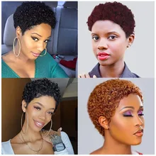 100% Real Remy Human Hair Wig Short afro curly Costume Wig for women 8 inch