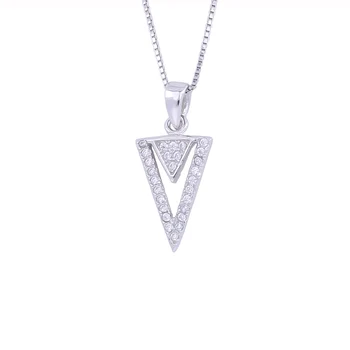 

Mini CZ Triangle Drop Necklace For Women 925 Sterling Silver Geometry Femal Pendants Necklace Party Fashion Jewelry