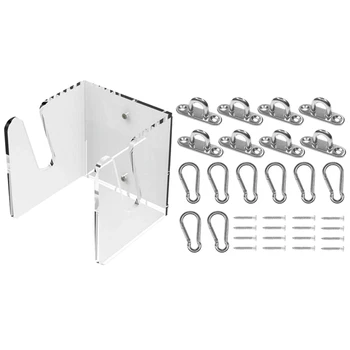 

1 Pcs Clear Skateboard Wall Hanging Brackets & 1 Set Stainless Steel Pad Eye Plate U Hooks,Snap Hook with Screw