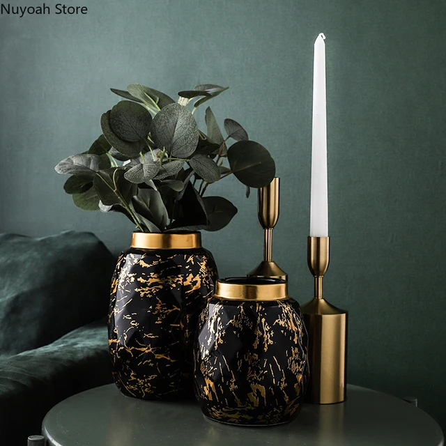 Modern Black Gold Marbled Vase: A Must-Have for Elegant Décor