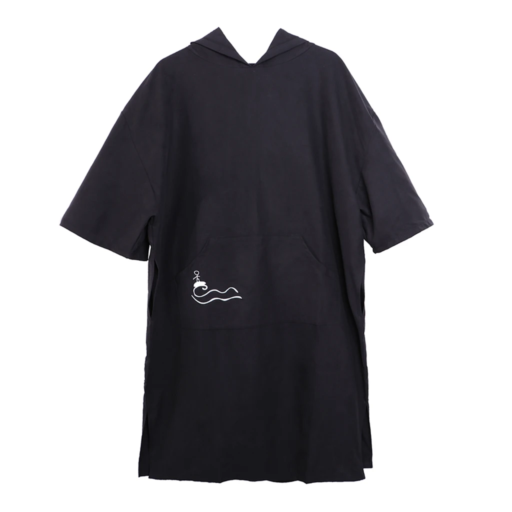 

Quick Drying Oversized Beach Surf Poncho Black Hooded Towel Cover Up Bath Robes Changable in Public Wetsuit