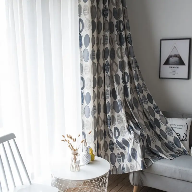 100*280cm Circle World Print Cotton Blinds Shading Window Curtains High Quality Black Out Red Curtain for Living Room