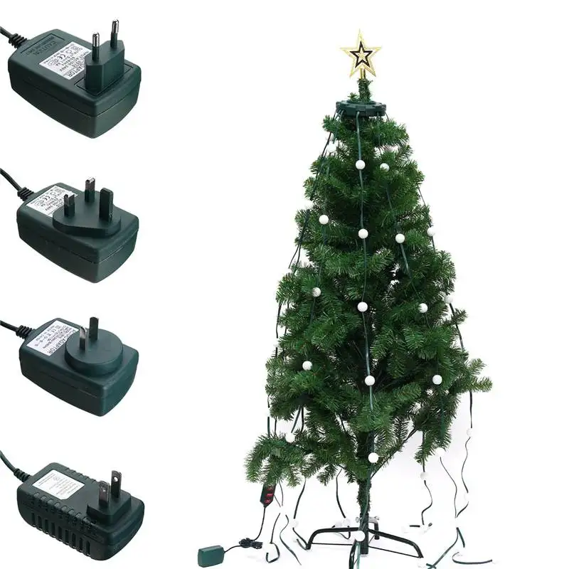 

Multicolor 64 LED Lighting Strings for Christmas Tree Fiber Optical Night Light Bulb String Decor AC 110-240V US EU UK AU Plug