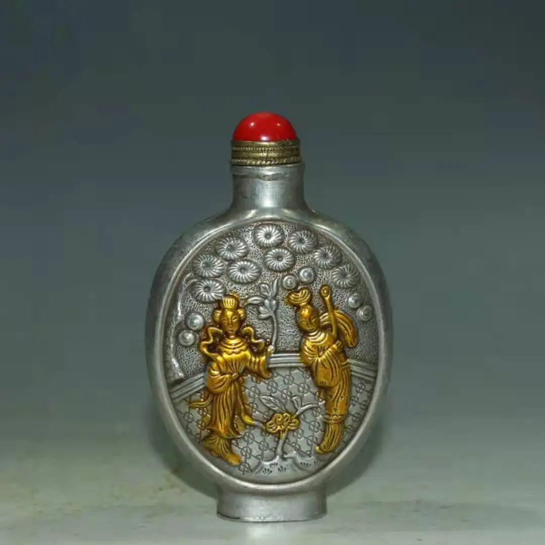 

antique Tibet silver snuff bottle,beauty,Hand carved crafts,Decoration,collection &Adornment,Free shipping