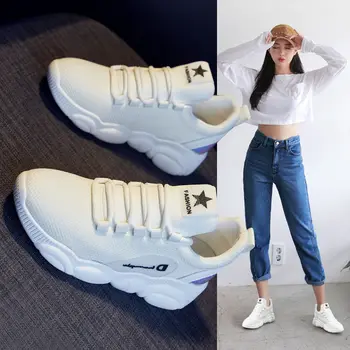 

Woman Breathable Sports Shoes 2019 Spring Summer Soft Women Athletic Shoes Black Cheap Woman Mesh Sneakers Lightweight Chaussure